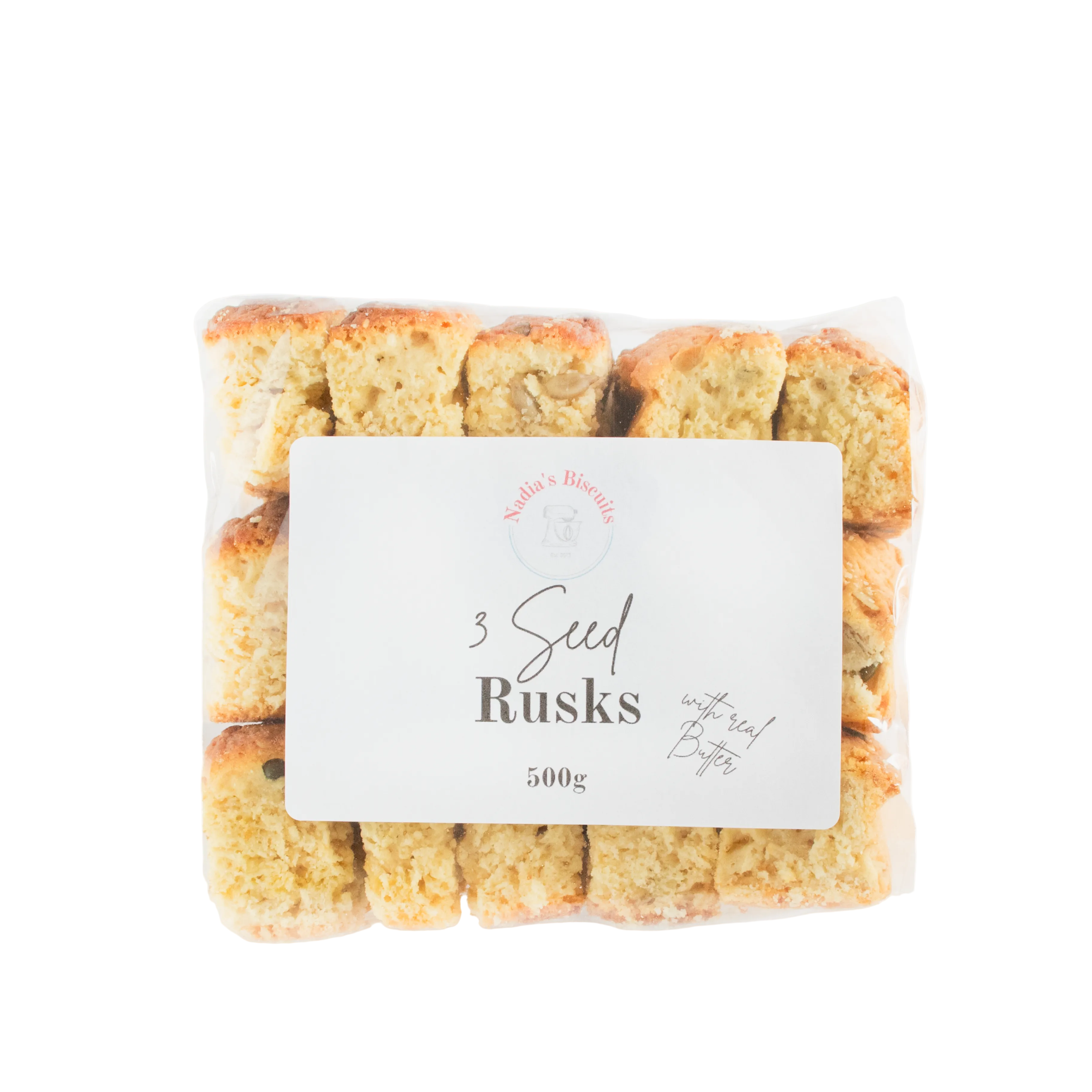 3 Seed Rusks 500g – Nadia's Biscuits